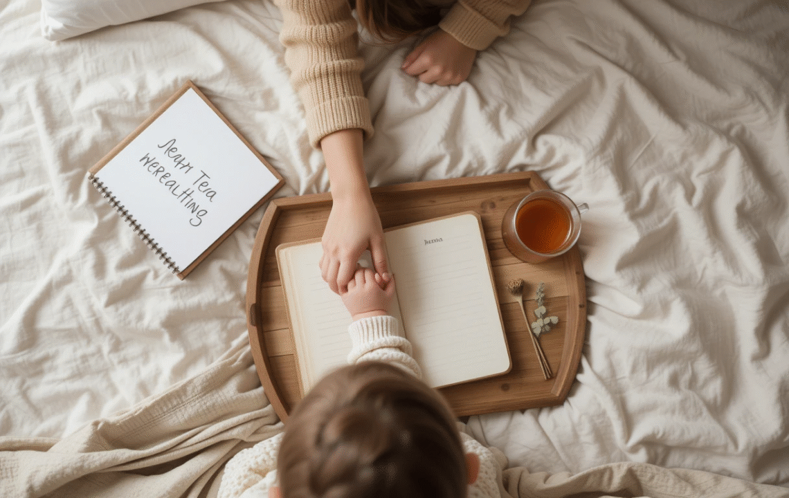A mother gently caressing toddler hand a good positive parenting techniques.