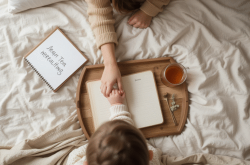 A mother gently caressing toddler hand a good positive parenting techniques.