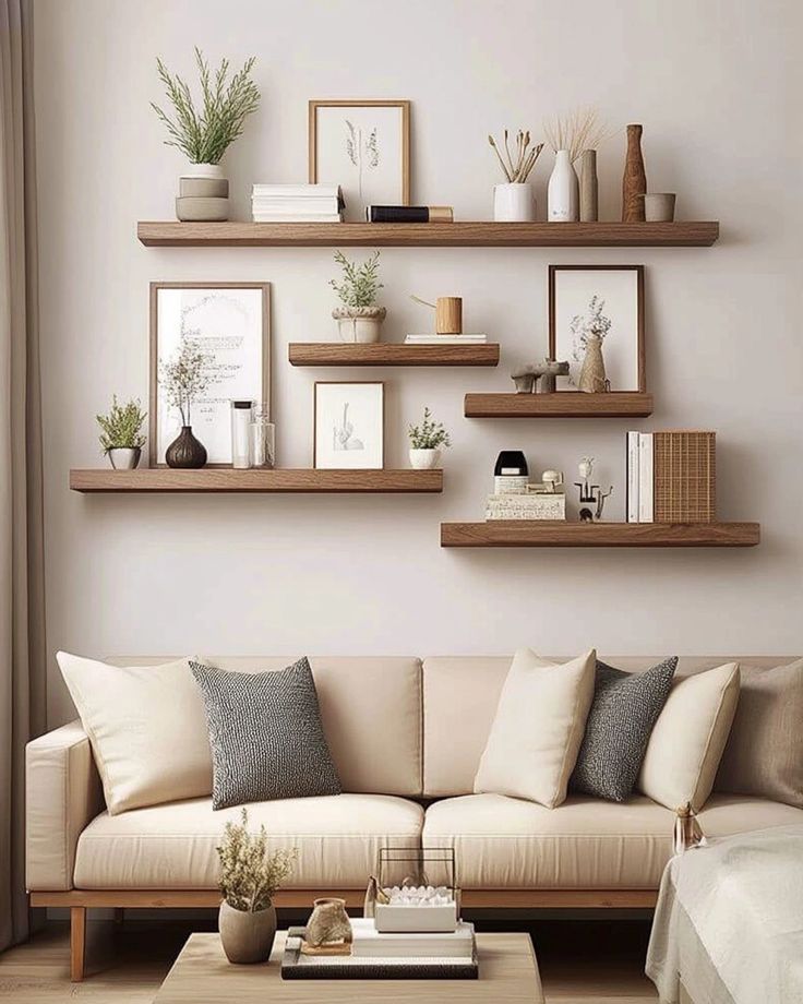4 Astonishing Living Room Wall Decor Ideas You Must Know 6 wooden shelves living room wall decor