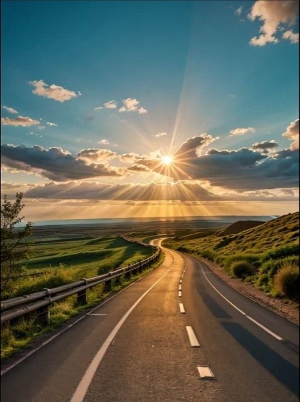Beautiful sunset a scenic view for road trip