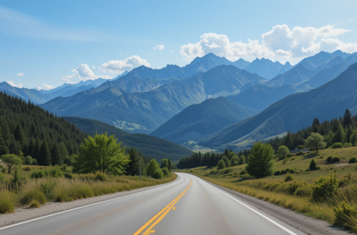 A long and beautiful view of a road for road trip.
